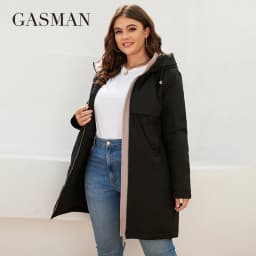 GASMAN New women's coat spring 2022 brand Mid-Length Fashion Women's jacket Contrasting trench pocket hooded casual parkas 8266