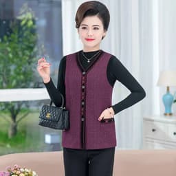 UHYTGF Spring Autumn Vests Jacket Womens Single Breasted 5XL Large Size Coat Female V-Neck Casual Thin Waistcoat Vest Femme 1925