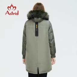 Astrid 2022 Winter new arrival women down jacket with a fur collar fashion style with a hood long winter coat women AR-3022