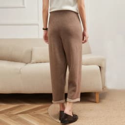 Autumn Winter New Thickened 100% Goat Cashmere Pants Women's High Waist Fashion Contrast Color Knitted Capris Wear Grandma Pants