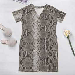 Snakeskin Python Casual Dress Spring Classic Faux Animal Skin Print Sexy Dresses Womens V Neck Print Aesthetic Dress Big Size