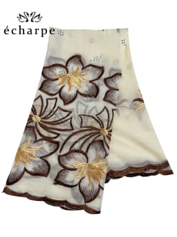 Latest Dubai Cotton Scarf Muslim Women African Cotton Hijab Islam Hijab Pashmina Turban Headscarf Embroidery Shawl