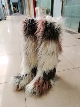 Luxury Winter Faux Fur Thigh High Snow Boots Shoes Women Men Ankle Snow Boots Fluffy Mongolian Fur Platform Snow Boots For Women