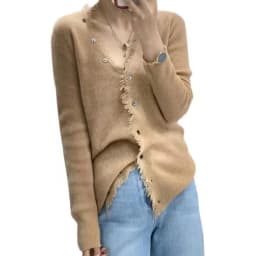 Fashionable tassel v-neck cashmere knit cardigan women chunchun Korean slim top loose sweater sweater coat