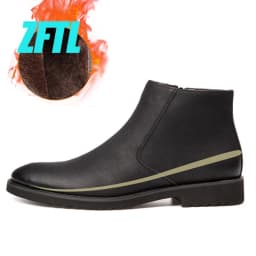 ZFTL men's Ankle boots Large size man Chelsea slip-on boots male Heighten Boots British Basic boots male leather ankle boots2025