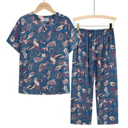 UHYTGF Middle-Aged Elderly Womens Suit Fashion Printing Casual Thin Summer Two-Piece Set Comfortable 3XL Big Size Tracksuit 1378