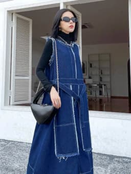 Amax LuluE Korean Luxury Fashion Spring Women Vintage Denim Vest Dress Ladies Casual Sleeveless Vestido Female Oversized Clothes