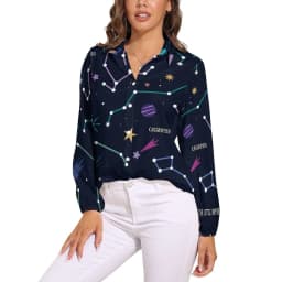 Colorful Galaxy Blouse Long-Sleeve Night Sky Bright Stars Kawaii Blouses Female Simple Oversize Shirts Graphic Top Birthday Gift
