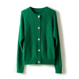 2021 autumn/winter new cashmere sweater Women's round neck cardigan sweater coat twist loose large size knit 100% wool
