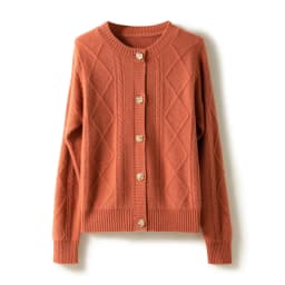 2021 autumn/winter new cashmere sweater Women's round neck cardigan sweater coat twist loose large size knit 100% wool