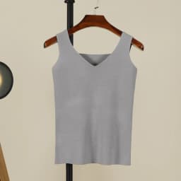 Knitted Women Tank Top Underwear Sexy Padded V Neck Backless Crop Tops Camisole Female Sleeveless Solid Intimate Lingerie Tops