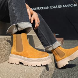 men's leisure punk party dress chelsea boots yellow genuine leather shoes high top cowboy platform boot handsome ankle botas man