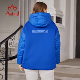 Astrid 2022 Down Jacket Women Winter Warm Parkas Hooded Loose Outerwear Quality Patchwork Fabric Women's jacket Female Clothing