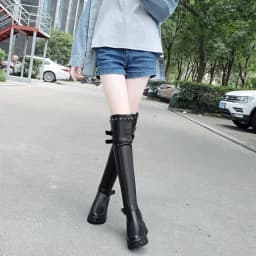 Winter 2024 Wedges Warm Shoes Black High Heel Women Over The Knee High Boots Female Fashion Rivet Sneakers Tight High Boots Lady