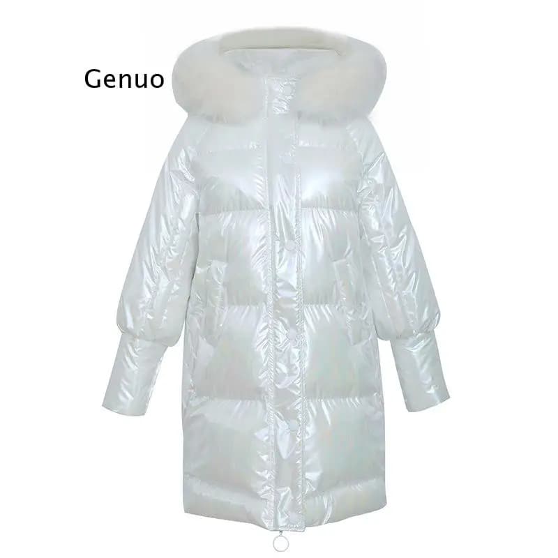 Winter Glossy Jacket For Women Rose Red Parka Female Bread Winter Down Parkas Parka Cotton Padded Shiny Waterprooft Coat