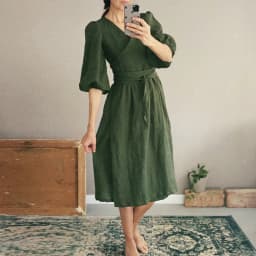 Elegant Cotton Linen Women's Dress Sexy V-Neck Puff Sleeve Bandage Holiday Party Dresses With Sashes Retro Sundress