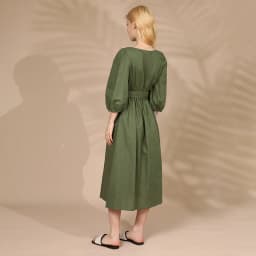 Elegant Cotton Linen Women's Dress Sexy V-Neck Puff Sleeve Bandage Holiday Party Dresses With Sashes Retro Sundress
