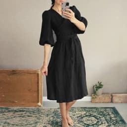 Elegant Cotton Linen Women's Dress Sexy V-Neck Puff Sleeve Bandage Holiday Party Dresses With Sashes Retro Sundress