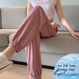 Summer Women's Pants Ice Silk Oversize Cargo Sweatpants Traf Harajuku Korean Fashion Y2k Streetwear Pants Aesthetic PELEDRESS