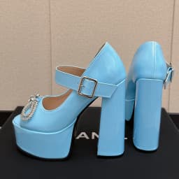 Summer 2023 New Water Platform Super High Heel Peep Toe Sandals Round Toe Lacquer Leather Diamond Bowknot Pumps