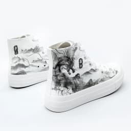 Amy and Michael Original Designers Chic Snekaers Fashion Women Students Hand Painted Graffiti High Top Canvas Shoes Unisex Flats