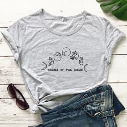 Phases Of The Mewn T-shirt Funny Cat Mom Gift Tshirt Cute Cat Moon Phases Hippie Tee Shirt Top