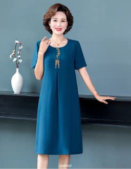 UHYTGF Short Sleeve 5XL Big Size Dresses Women Fashion Embroidered Summer Dress Elegant Mother Casual Thin Clothes Vestidos 1311
