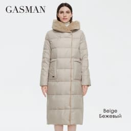 GASMAN 2022 Women's Winter Jacket Long Faux fur sheep curl Designer Female Coat Windproof Hat Big pocket Women's jacket 81716