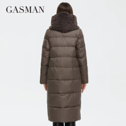 GASMAN 2022 Women's Winter Jacket Long Faux fur sheep curl Designer Female Coat Windproof Hat Big pocket Women's jacket 81716