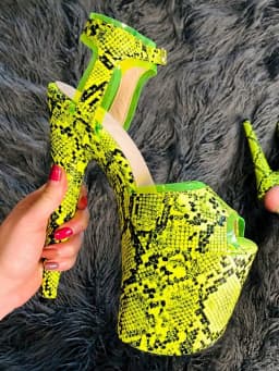 Snake Print Open Toe Super High With Sandals 20cm Nightclub Pole Dance Shallow Mouth Large Size Platform 7 Inches Stripper New