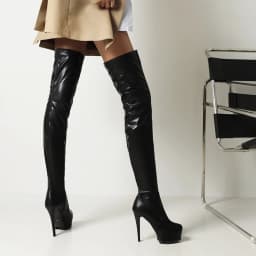 Super High Stiletto Heel Non-Slip Rubber Sole Microfiber Leather Boots Waterproof Platform Zipper Women's Over-The-Knee Boots