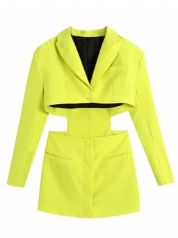 Klacwaya Women 2021 Fashion Chic Hollow Out Mini Dress Vintage Long Sleeve Welt Pockets Female Mini Dresses Mujer