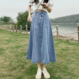 Lucyever Korean Style High Waist Long Skirts for Women Fashion 2023 Summer Thin A-Line Denim Skirt Women's All-Match Midi Skirts