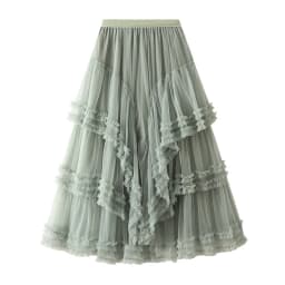 Beige Maxi Long Tulle Skirt Women Spring Summer Mesh Big Hem A-line Skirt Female Lengthen Red Party Skirt Clothes for Lady