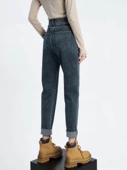 92-96cm Ankle-length Harem Jeans Women Casual Streetwear High Waist Denim Pants New Korean Baggy Vaqueros Straight Kot Pantolon