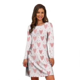 Heart A-Line Dress Holiday Print Cute Dresses Women 2022 Long Sleeve Stylish Street Style Dress Oversized Autumn Loose Clothing