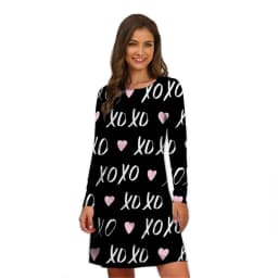 Heart A-Line Dress Holiday Print Cute Dresses Women 2022 Long Sleeve Stylish Street Style Dress Oversized Autumn Loose Clothing