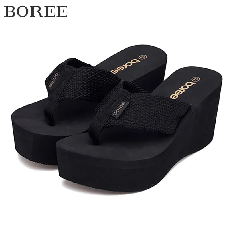 BOREE New Summer Women Slippers Wedge Platform Woman Shoes Beach Flip Flops High Heel Graphene Deodorant Non-slip Slides Sandals