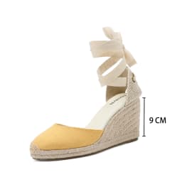 Womens Wedges Espadrille Summer Shoes Roun Red For Women 2022 Offer Rushed 7-9cm Sandals Sandalias Mujer Up Wedge Ankle Strap