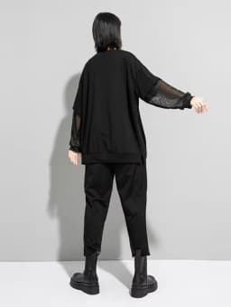 Amax luluE Spring Fashion 2024 Clothes Ladies Lace Patchwork T-shirts Womens Zippers Black Tees Female Casual Long Sleeve Tops