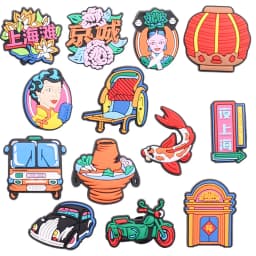1PCS China Classical Lantern Carp Shoes Charms Accessories Buckle Clog Shoe Decorations DIY Wristbands Kids Party Gift