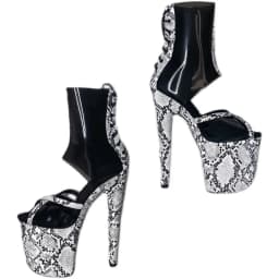 Crossdress Catwalk 20cm Exotic Stripper Open Toe Pole Dancing Heel Ankle Boots Women Snake Print Gothic 8 Inch Sexy Platform