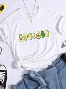 Peeled Avocado Cartoons Printed Womens Tshirts Street Breathable Crop Top Personality Cool Tee Shirt Casual Summer T-Shirt Women