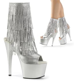 Brand Electroplated Tassels Pumps 17CM Thin High Heels Ankle Boots Pole Dance Nightclub Model Catwalk Platform Women's Shoes