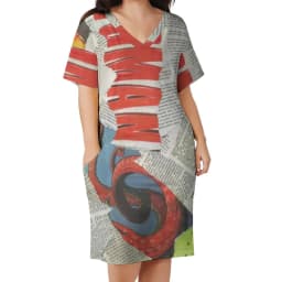 Newspaper Casual Dress Summer Old American Newspapers Kawaii Dresses Women Short Sleeve Korean Fashion Dress Plus Size 4XL 5XL