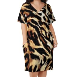 Animal Chic Dress Plus Size Leopard Print Basic Casual Dress Ladies Summer Short Sleeve Trendy Dresses Birthday Present