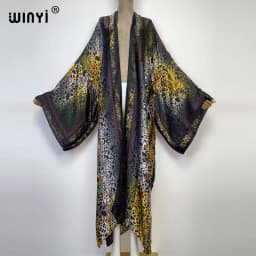 WINYI new bright fashion printing sweet lady beach Bohemian long Cardigan Cover-up stitch Casual Boho Maxi Holiday party kimono