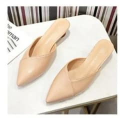 Pointed Slippers Women High Heels New Summer Shoes Fashion Luxury Square Heel Slides Slip Loafers Mules Black Female Party Shoes