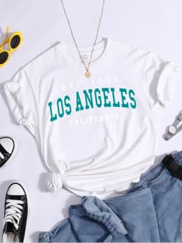 Esr 1905 Los Angeles California Print Woman T-Shirts Vintage Simple Style Clothes Niche Niche T-Shirt Hip Hop Casual Tee Shirt