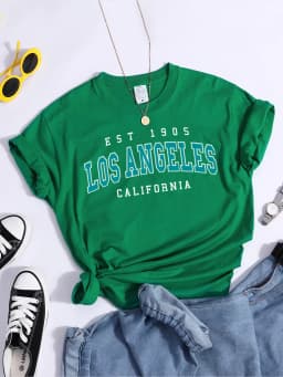 Esr 1905 Los Angeles California Print Woman T-Shirts Vintage Simple Style Clothes Niche Niche T-Shirt Hip Hop Casual Tee Shirt